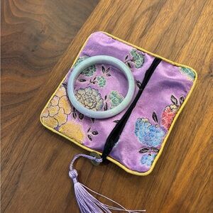 Grade A Burmese Jade Bangle - Apple Green with Lavender